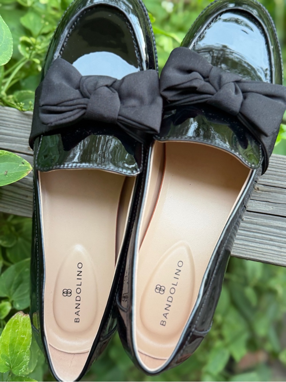 Bandolino Black Patent Loafers with Bow Accent - Picture 6 of 14